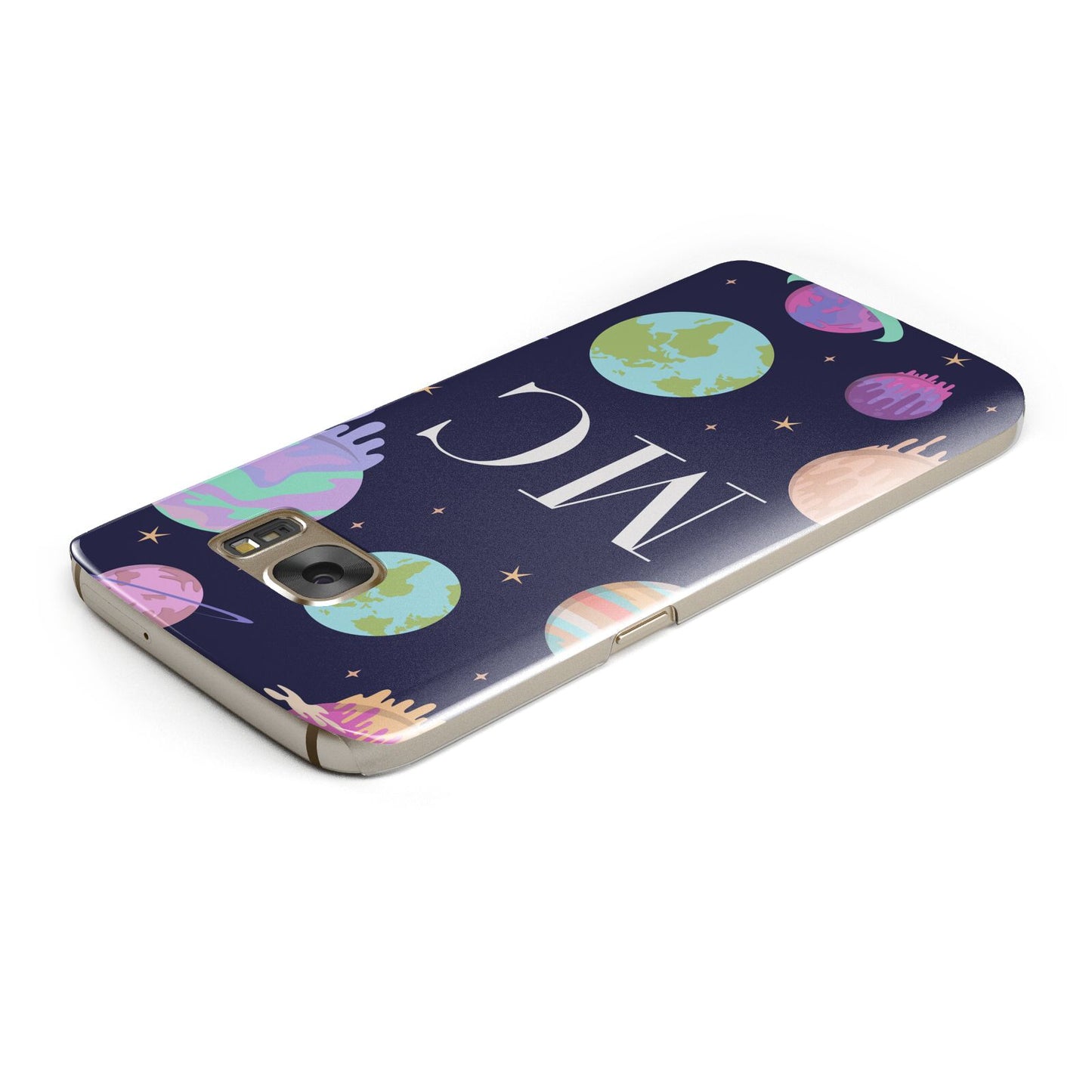 Marble Planets Personalised Initials Samsung Galaxy Case Top Cutout