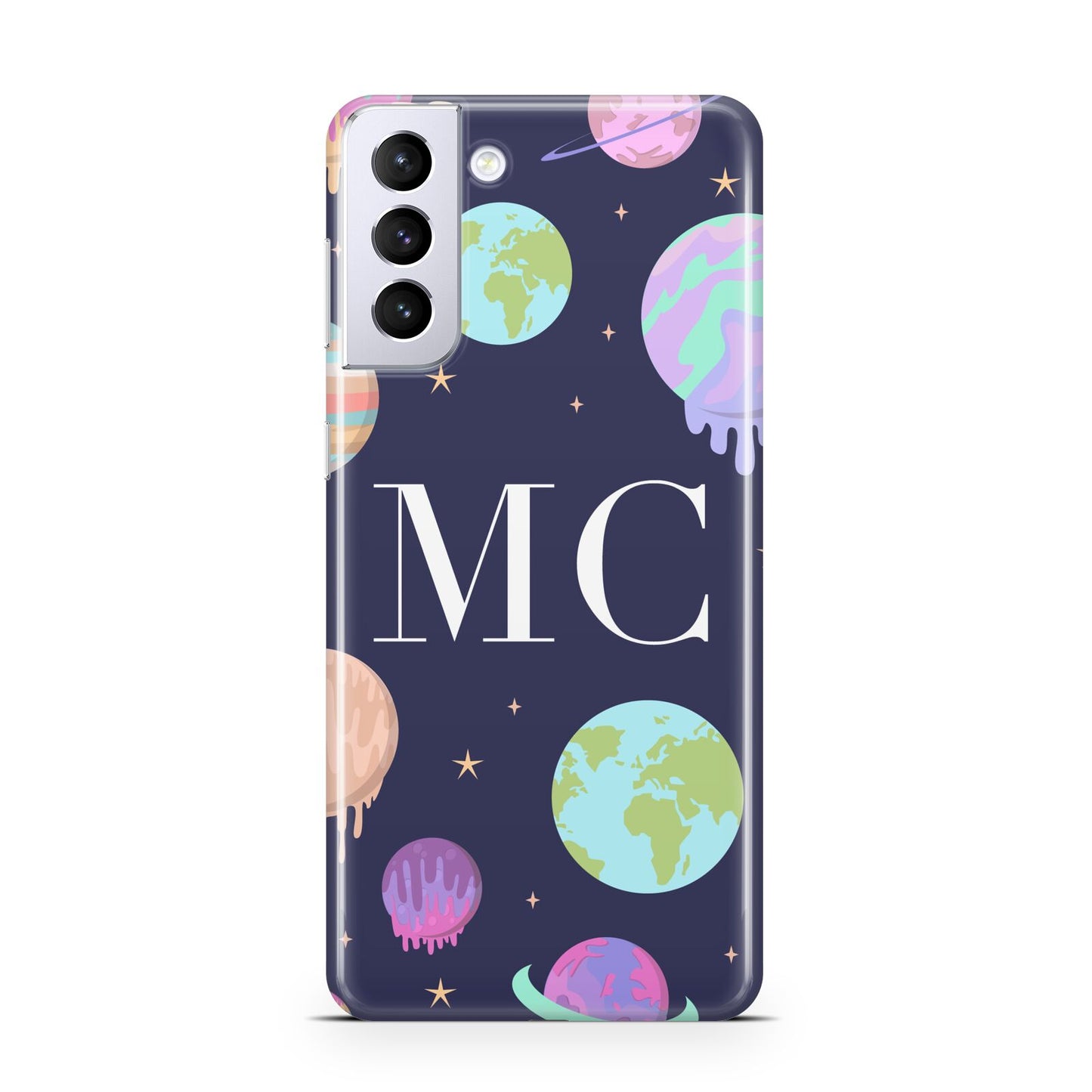 Marble Planets Personalised Initials Samsung S21 Plus Case