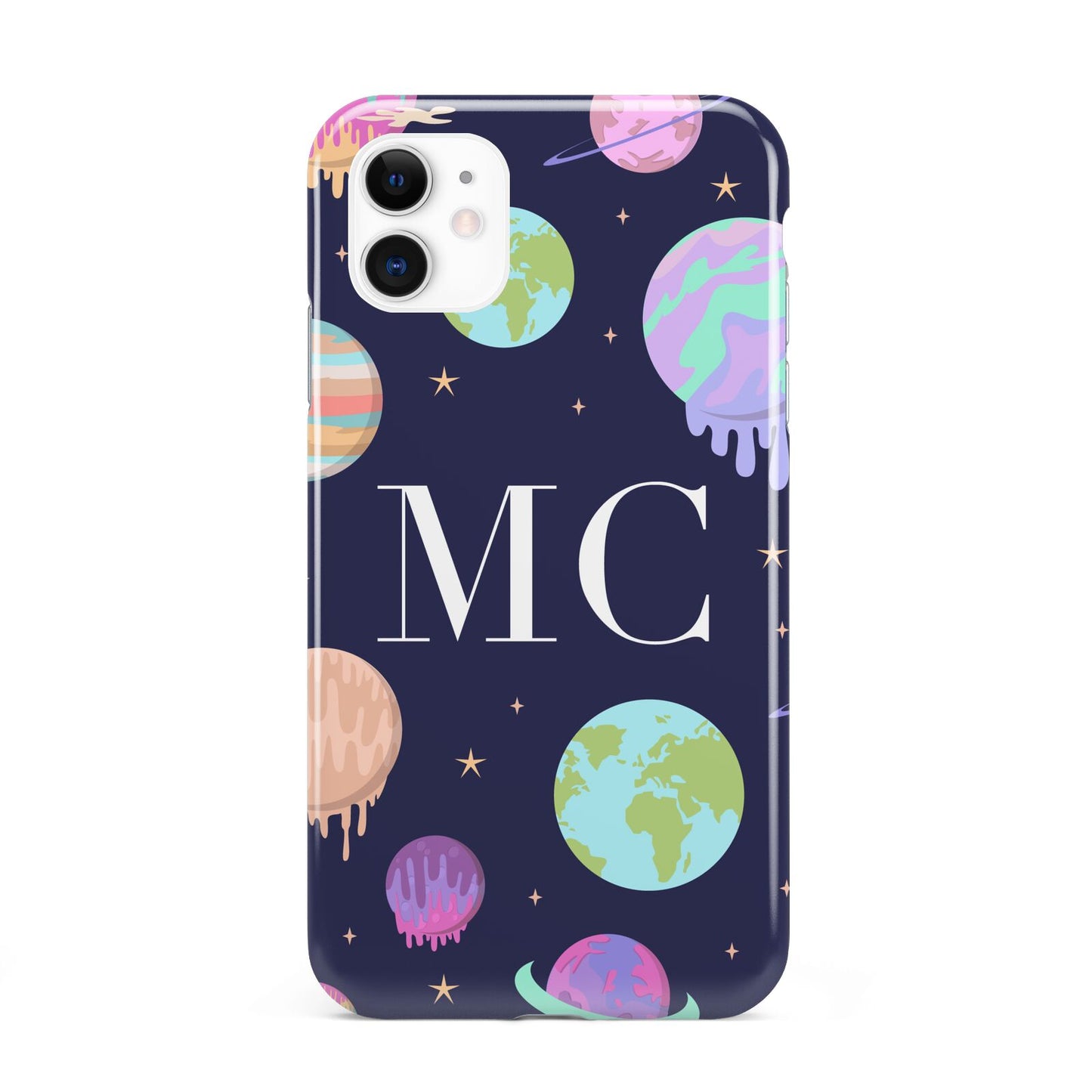 Marble Planets Personalised Initials iPhone 11 3D Tough Case