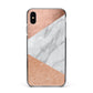 Marble Rose Gold Apple iPhone Xs Max Impact Case Black Edge on Black Phone