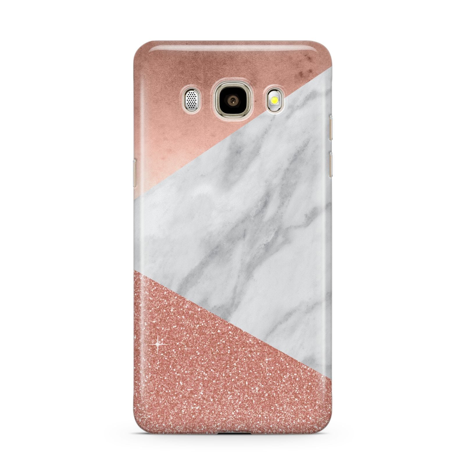Marble Rose Gold Foil Samsung Galaxy J7 2016 Case on gold phone