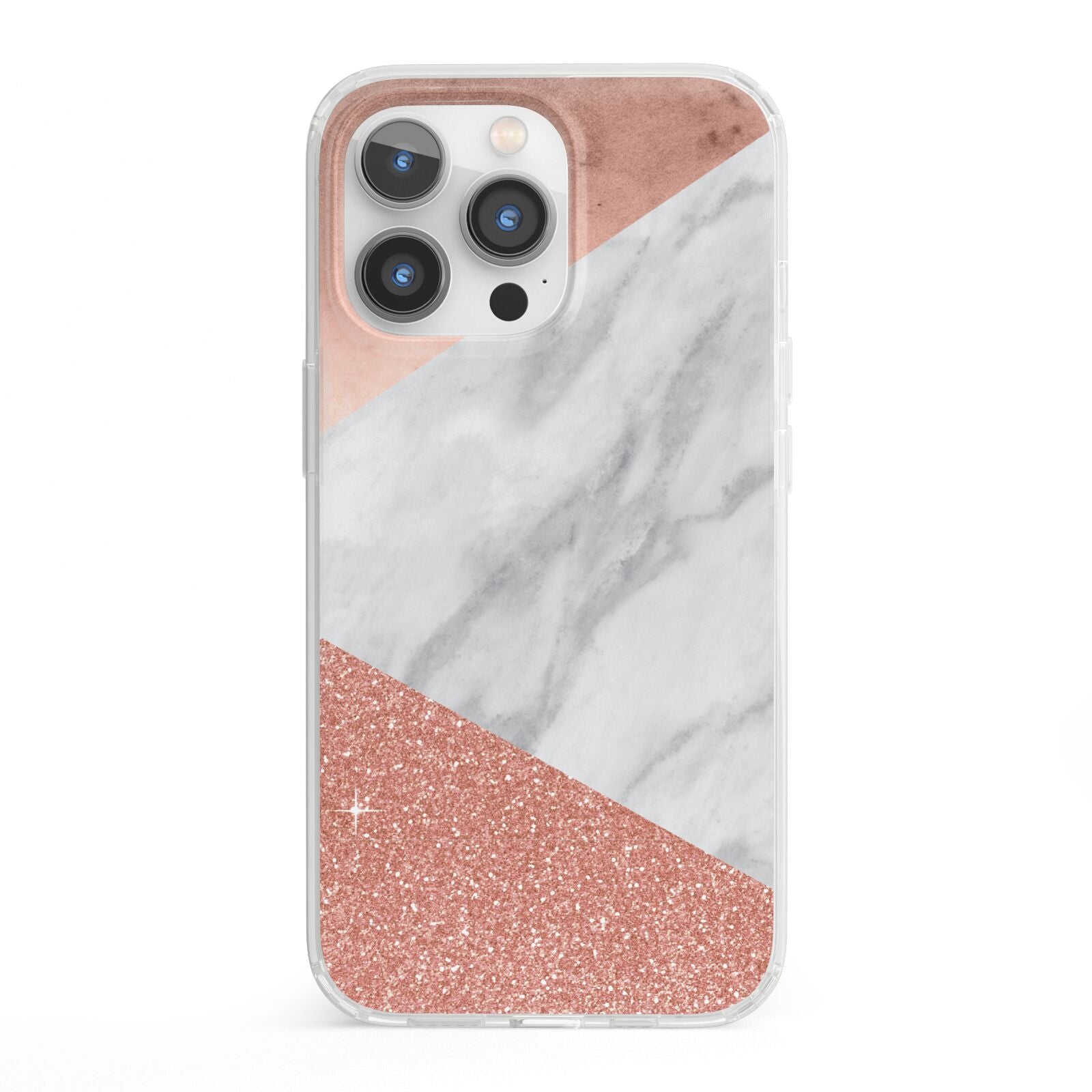 Marble Rose Gold Foil iPhone 13 Pro Clear Bumper Case