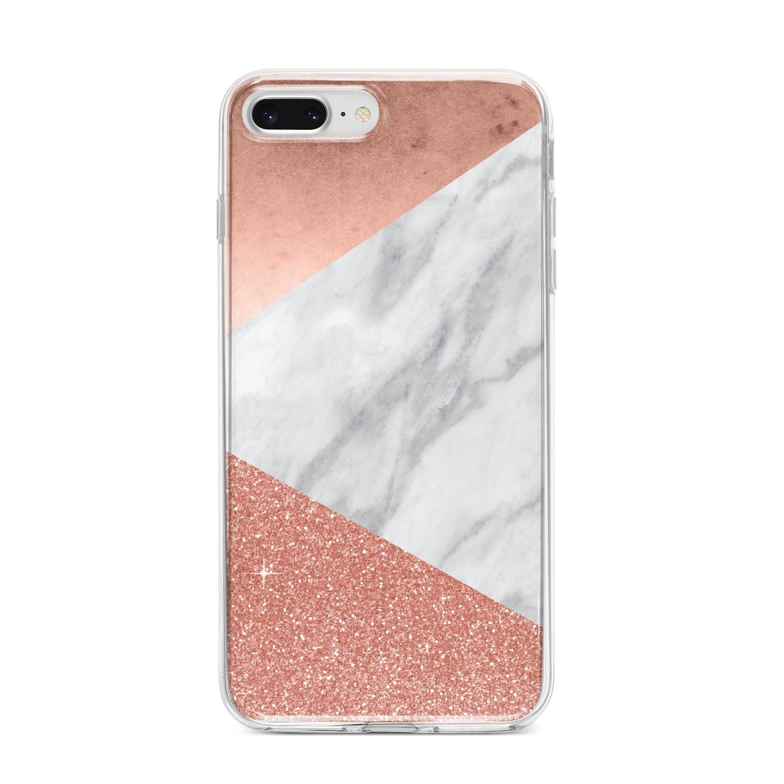 Marble Rose Gold Foil iPhone 8 Plus Bumper Case on Silver iPhone