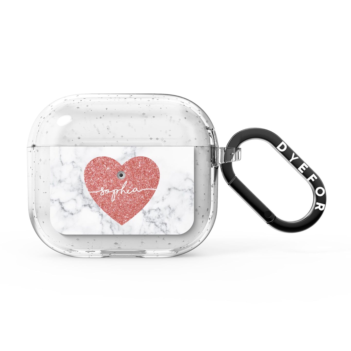 Marble Rose Gold Glitter Heart Personalised Name AirPods Glitter Case 3rd Gen
