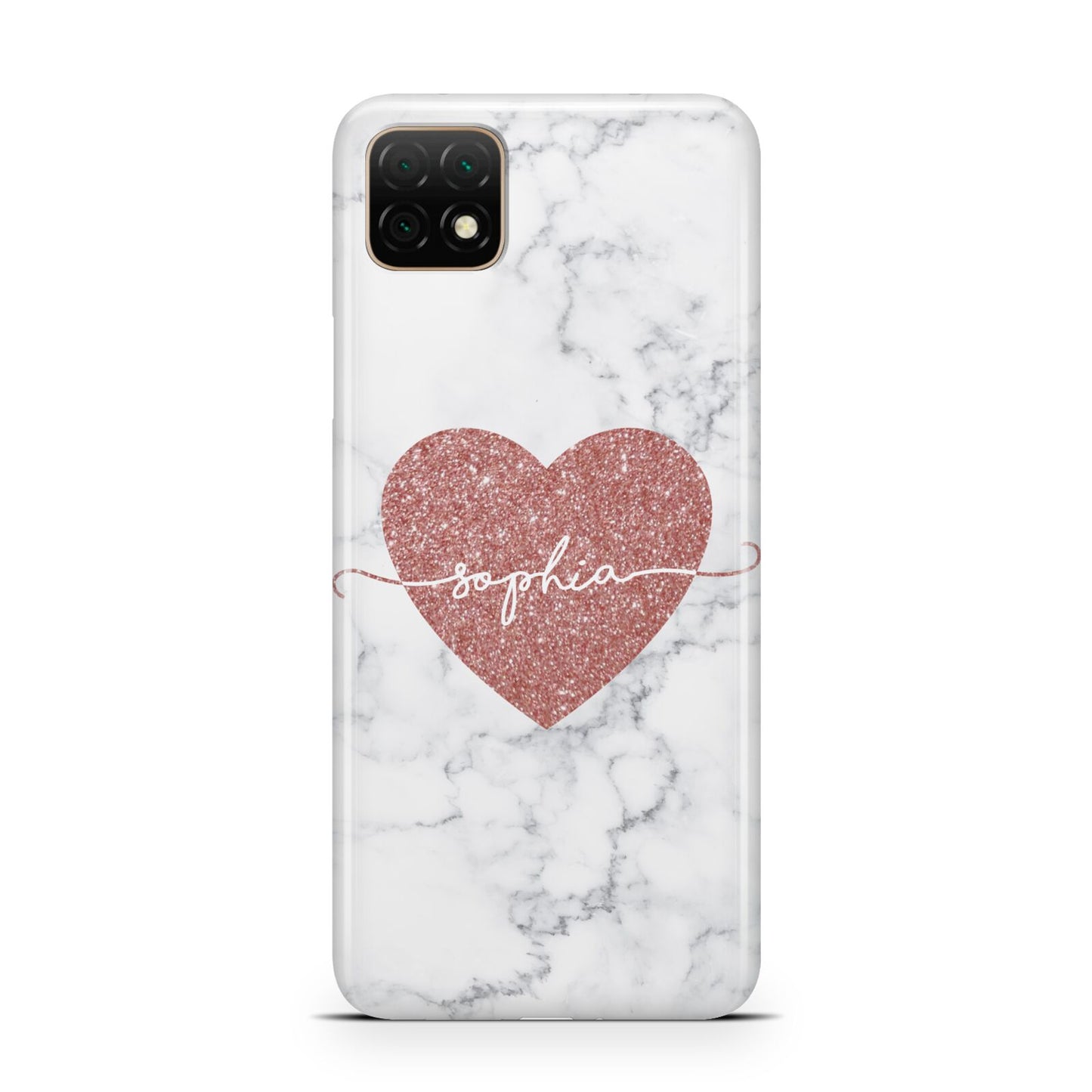 Marble Rose Gold Glitter Heart Personalised Name Huawei Enjoy 20 Phone Case