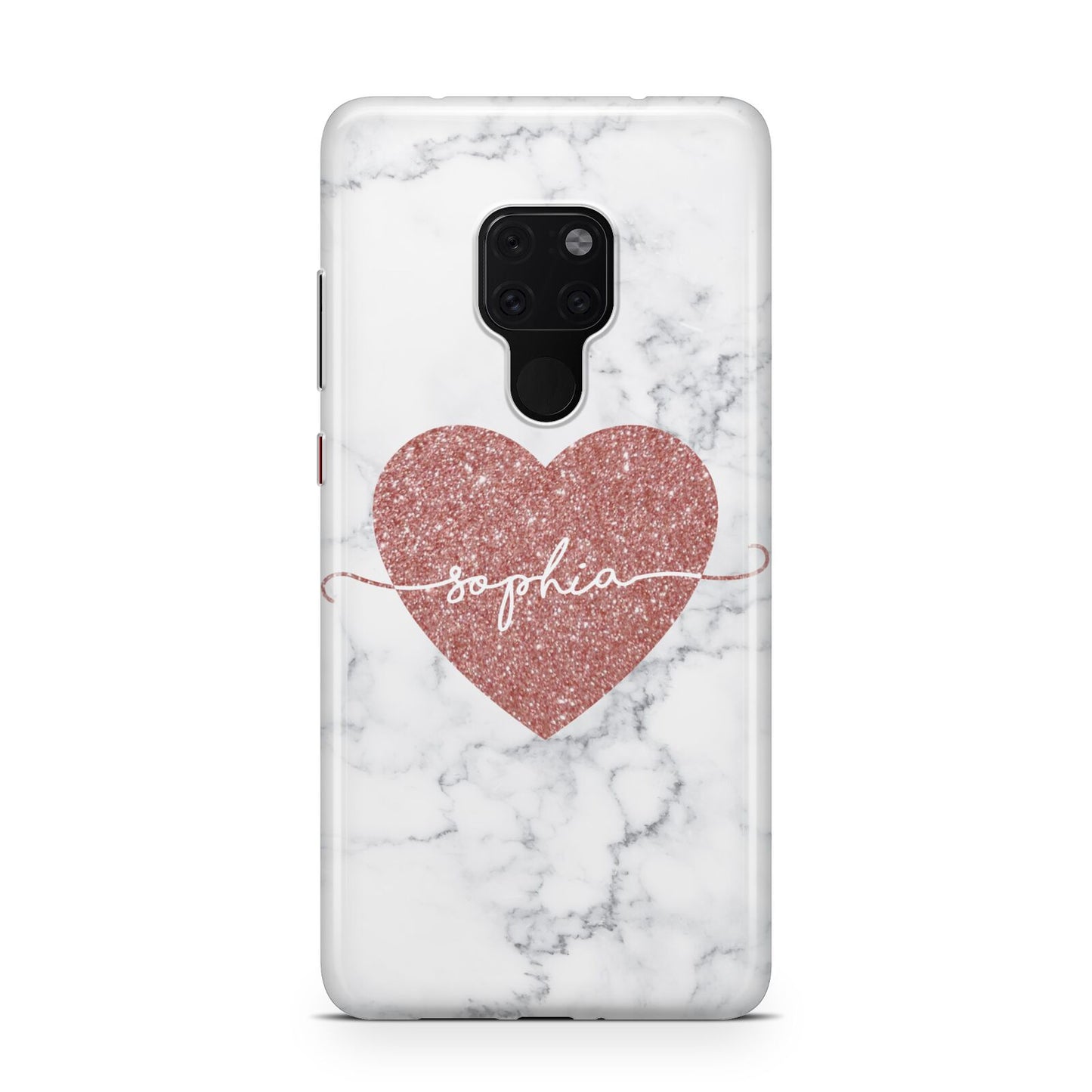 Marble Rose Gold Glitter Heart Personalised Name Huawei Mate 20 Phone Case