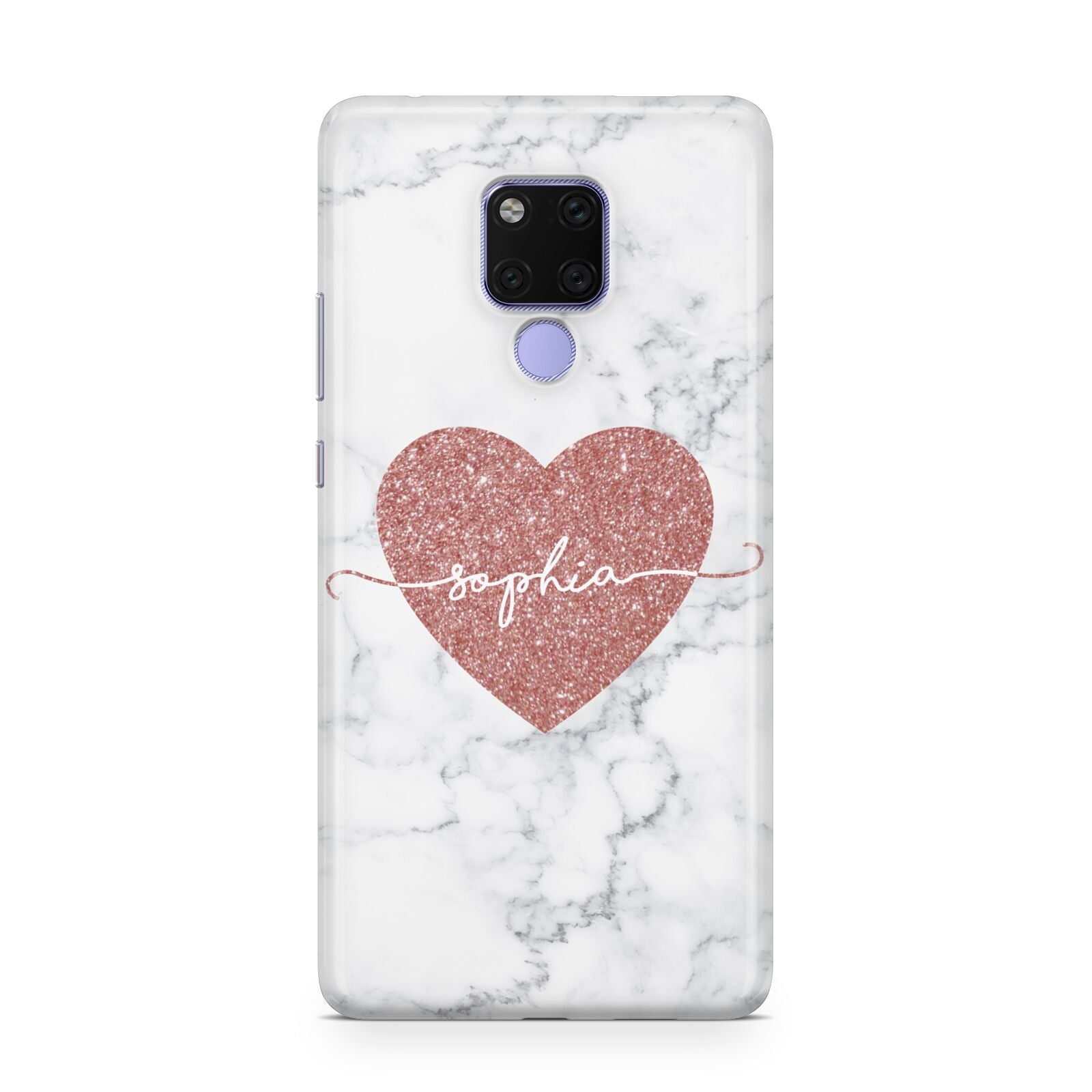 Marble Rose Gold Glitter Heart Personalised Name Huawei Mate 20X Phone Case