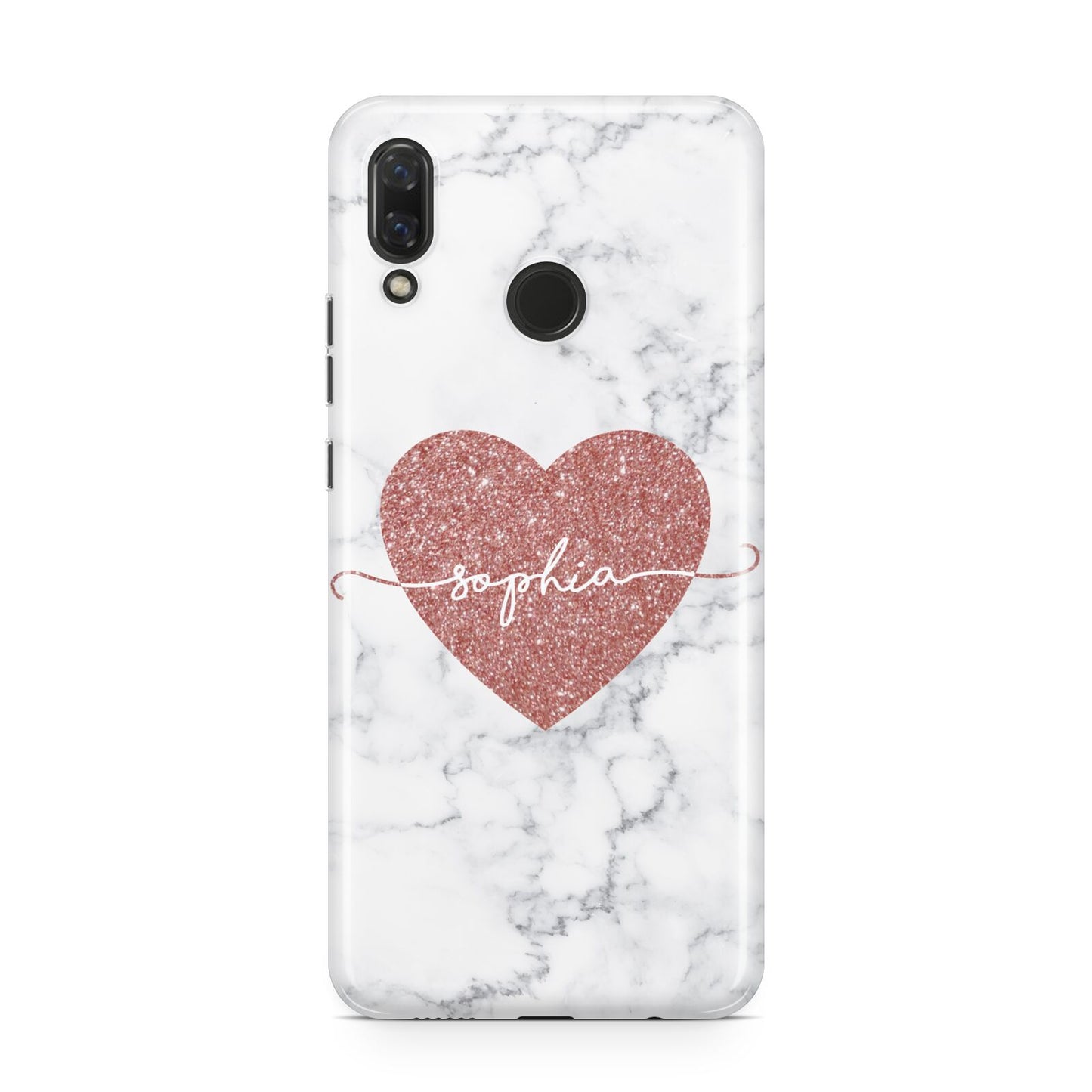 Marble Rose Gold Glitter Heart Personalised Name Huawei Nova 3 Phone Case