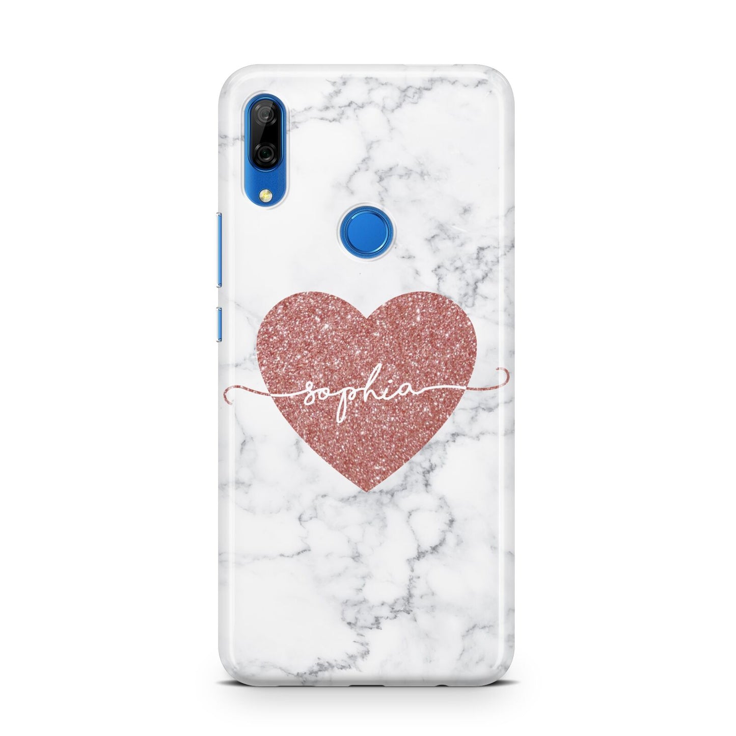 Marble Rose Gold Glitter Heart Personalised Name Huawei P Smart Z