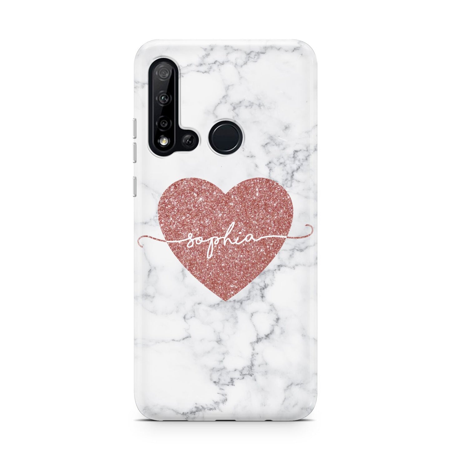 Marble Rose Gold Glitter Heart Personalised Name Huawei P20 Lite 5G Phone Case