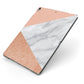 Marble Rose Gold Pink Apple iPad Case on Grey iPad Side View