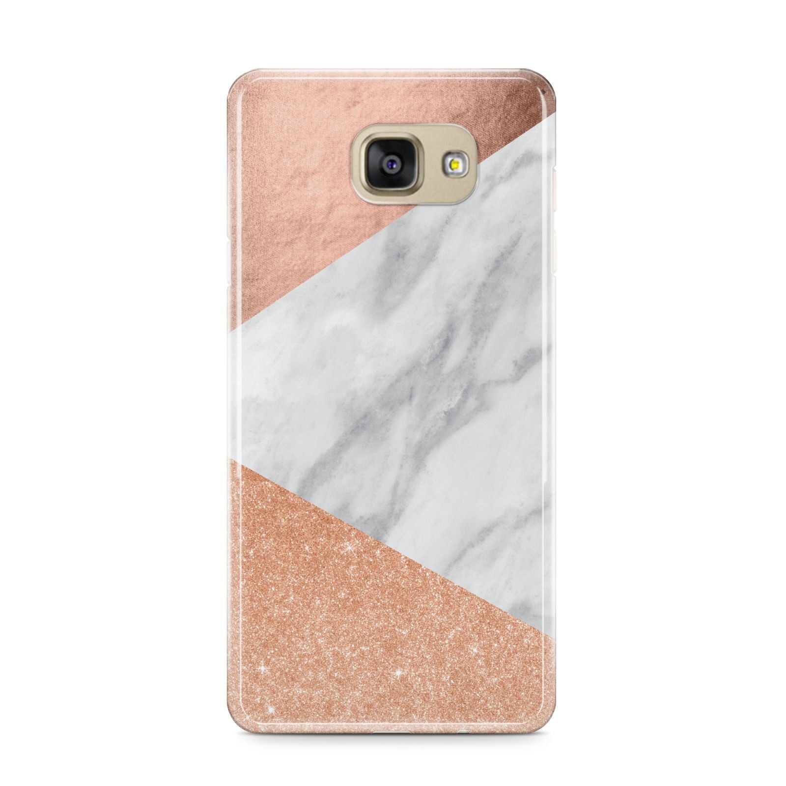 Marble Rose Gold Samsung Galaxy A9 2016 Case on gold phone