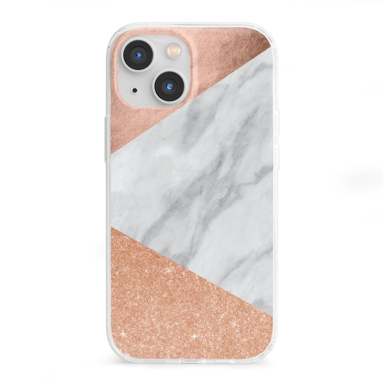 Marble Rose Gold iPhone 13 Mini Clear Bumper Case