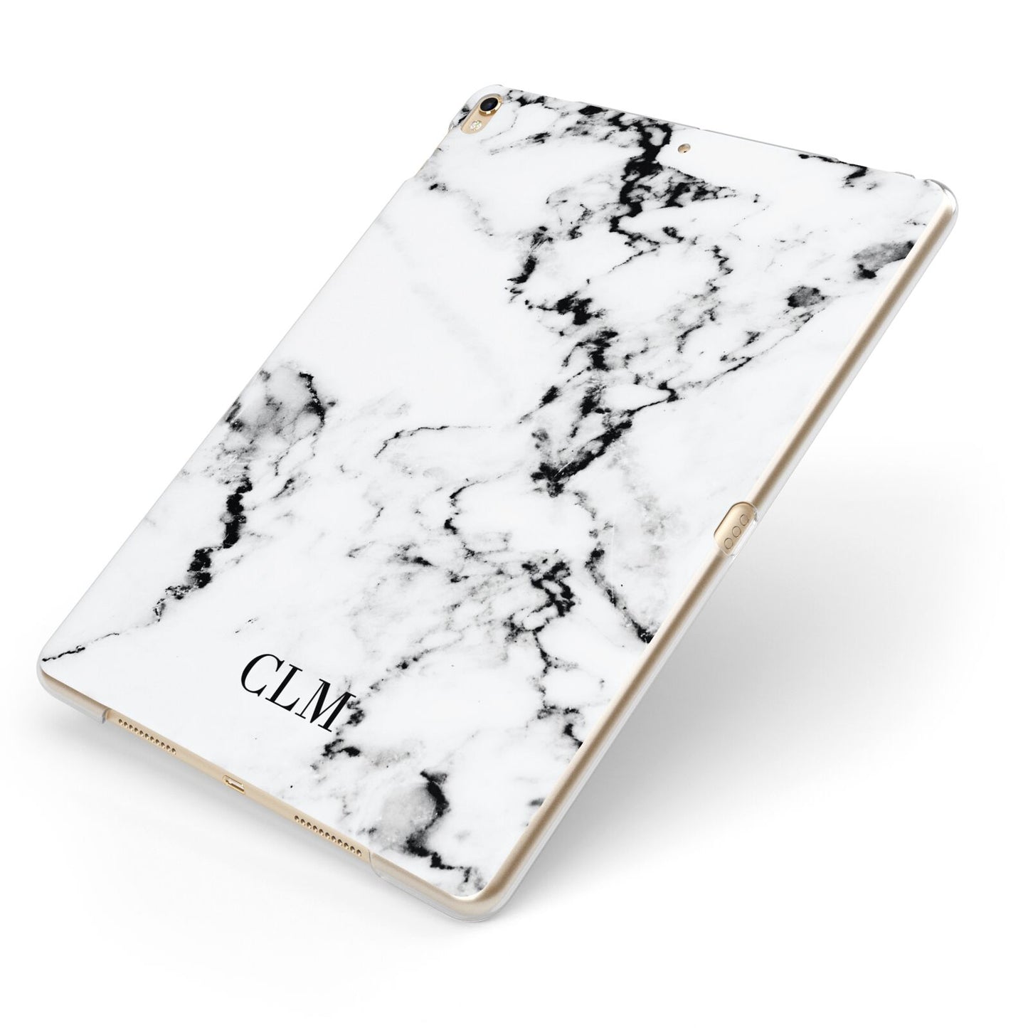 Marble Small Initials Personalised Apple iPad Case on Gold iPad Side View