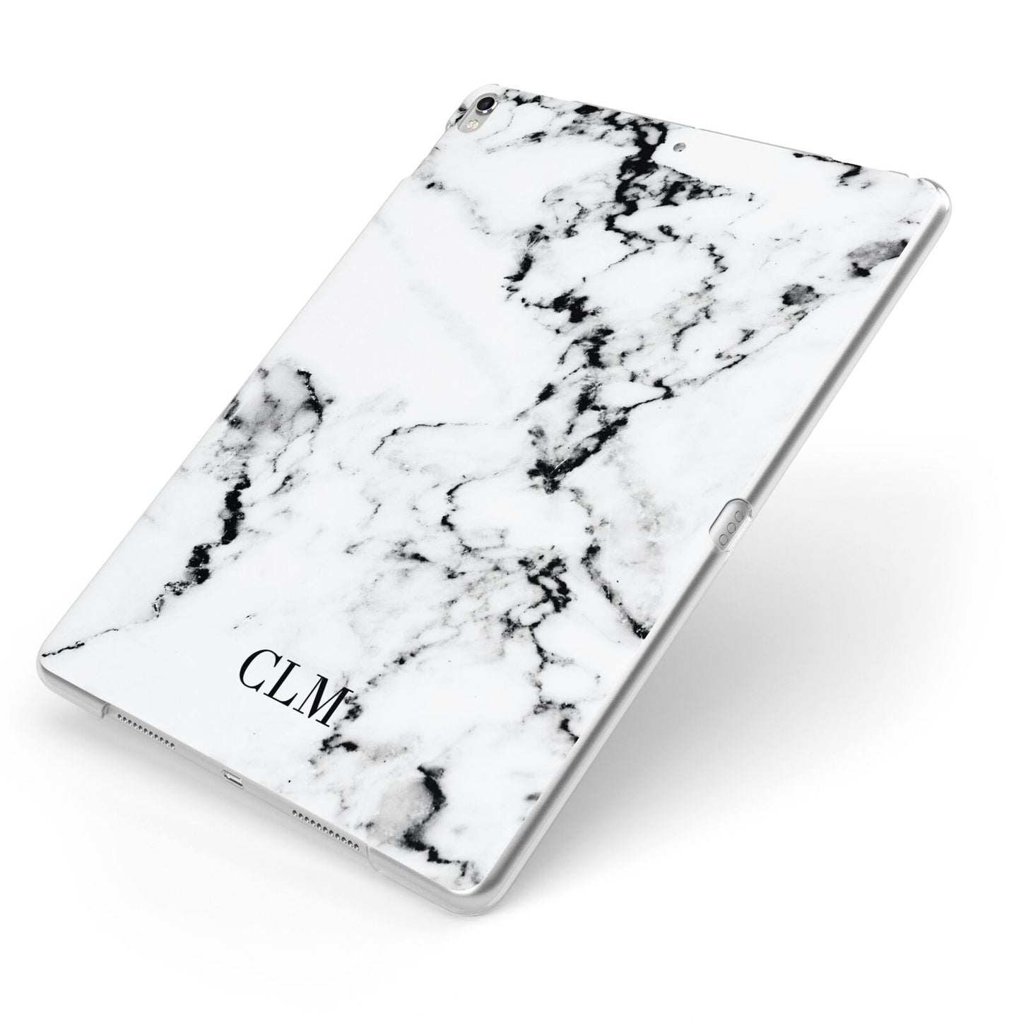 Marble Small Initials Personalised Apple iPad Case on Silver iPad Side View