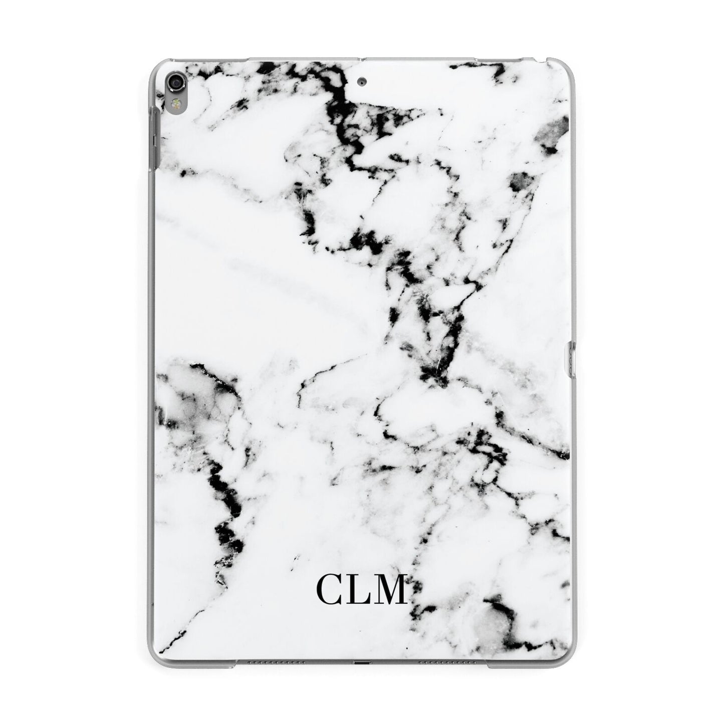 Marble Small Initials Personalised Apple iPad Grey Case