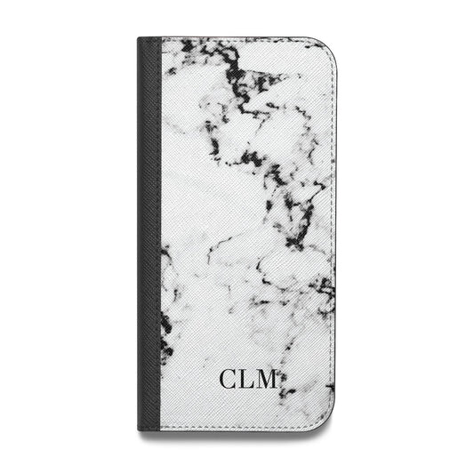 Marble Small Initials Personalised Vegan Leather Flip iPhone Case