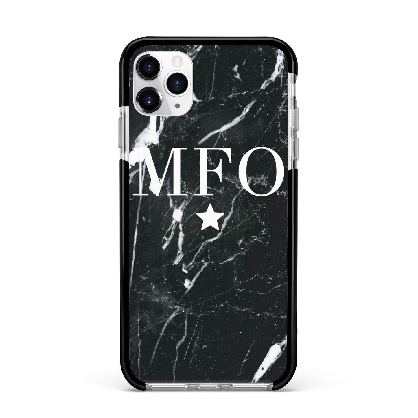 Marble Star Initials Personalised Apple iPhone 11 Pro Max in Silver with Black Impact Case