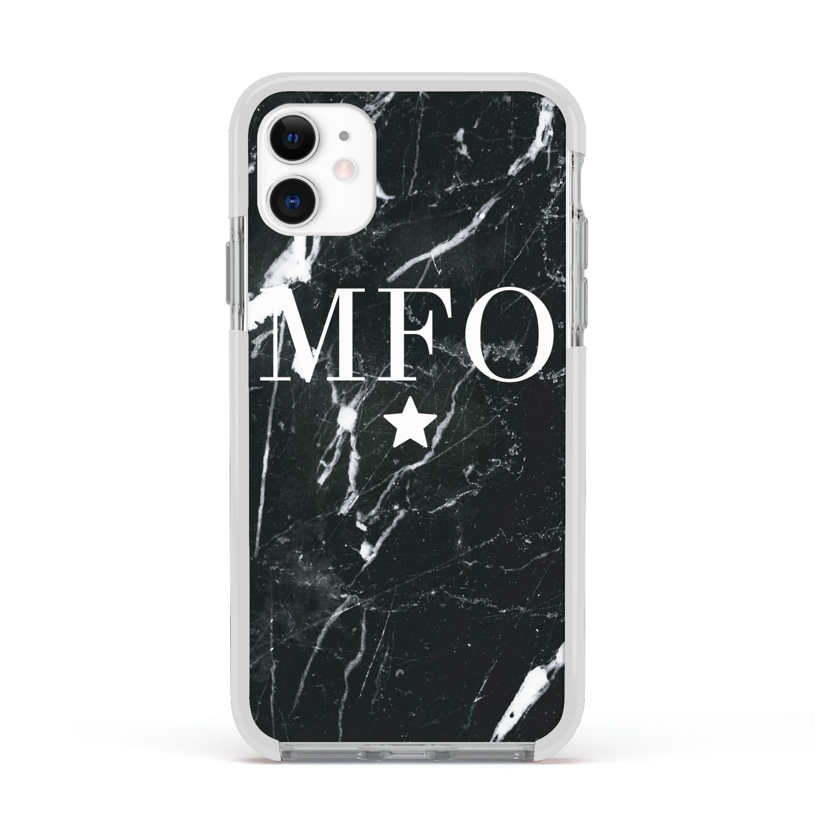 Marble Star Initials Personalised Apple iPhone 11 in White with White Impact Case
