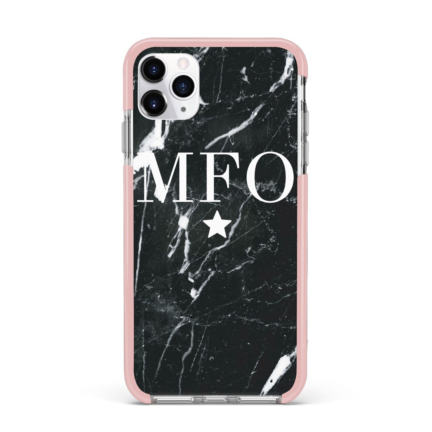 Marble Star Initials Personalised iPhone 11 Pro Max Impact Pink Edge Case