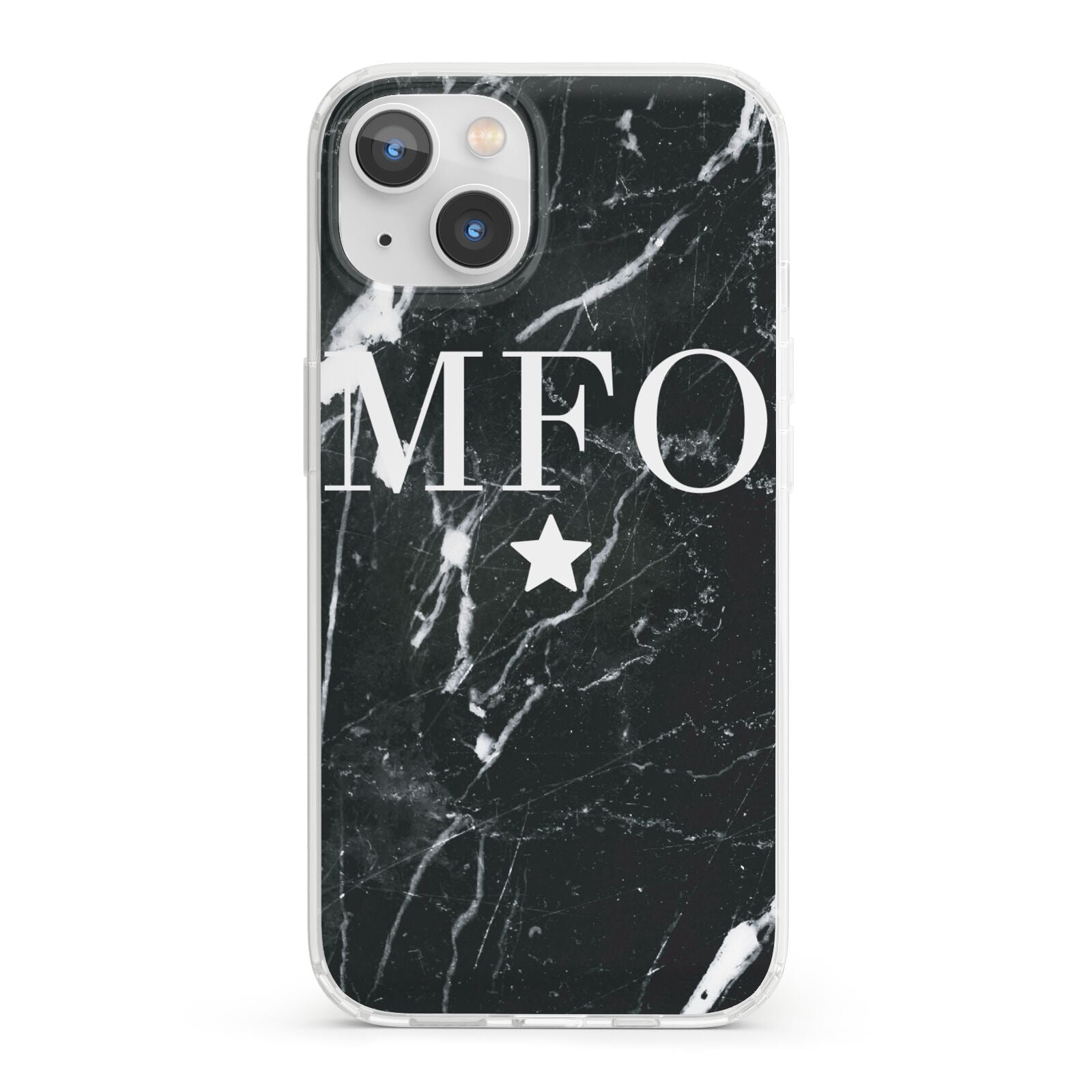 Marble Star Initials Personalised iPhone 13 Clear Bumper Case