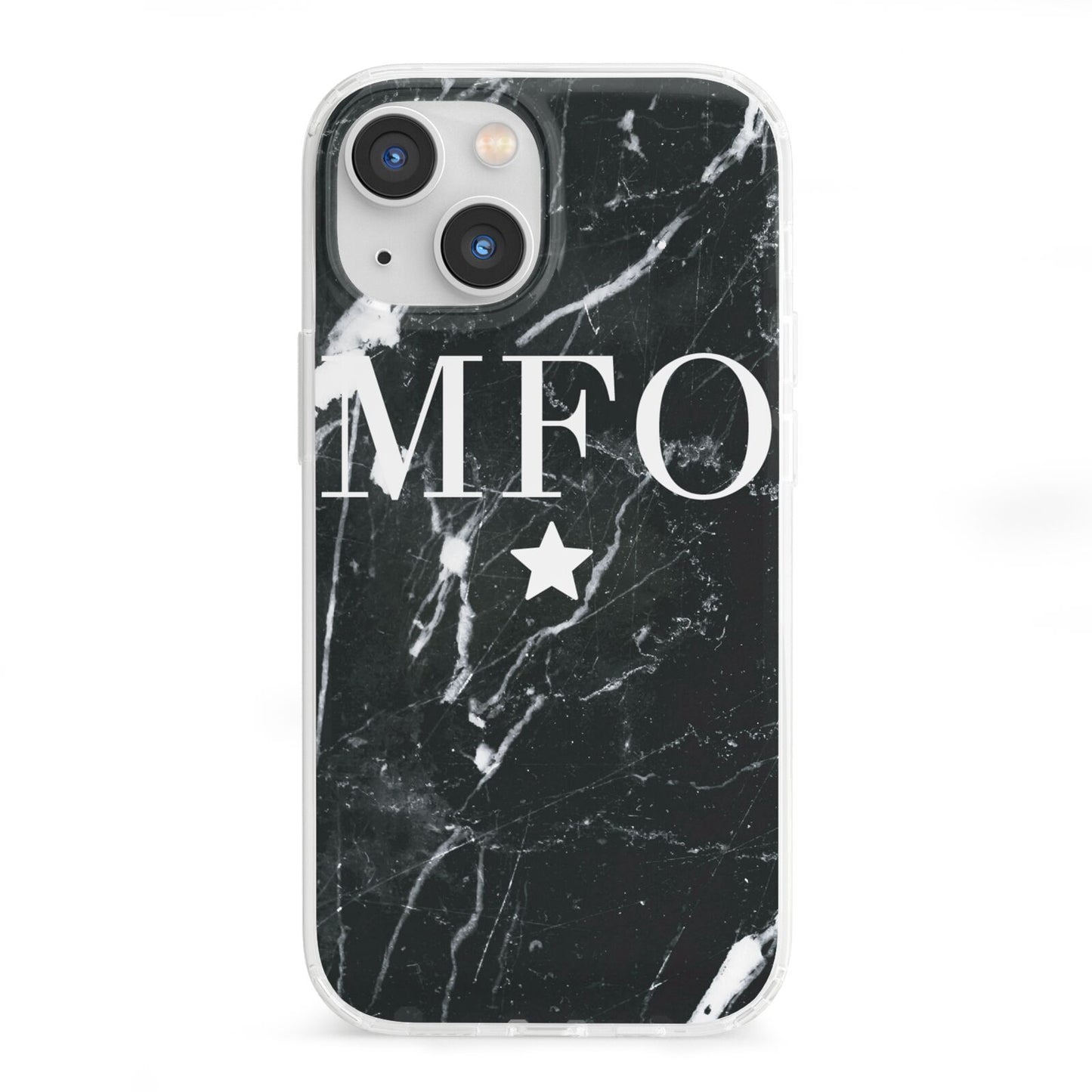 Marble Star Initials Personalised iPhone 13 Mini Clear Bumper Case