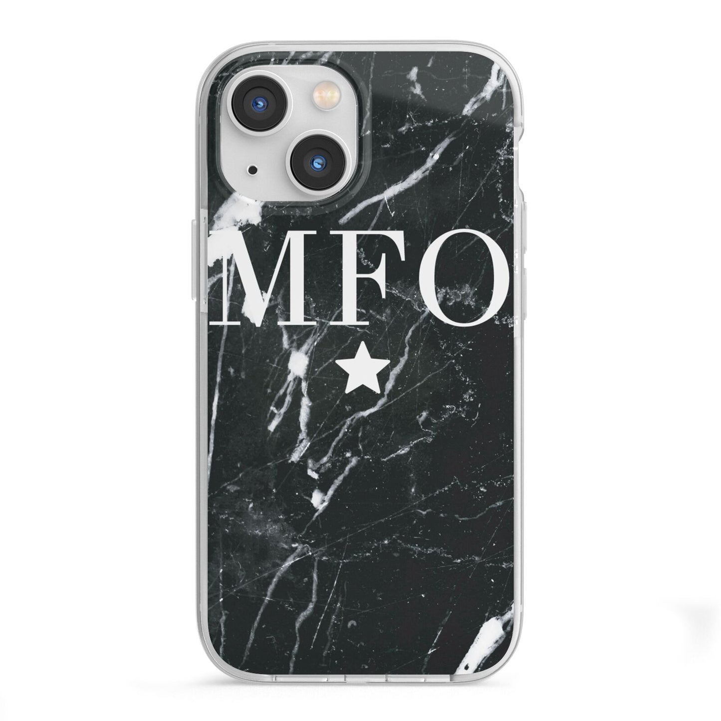 Marble Star Initials Personalised iPhone 13 Mini TPU Impact Case with White Edges
