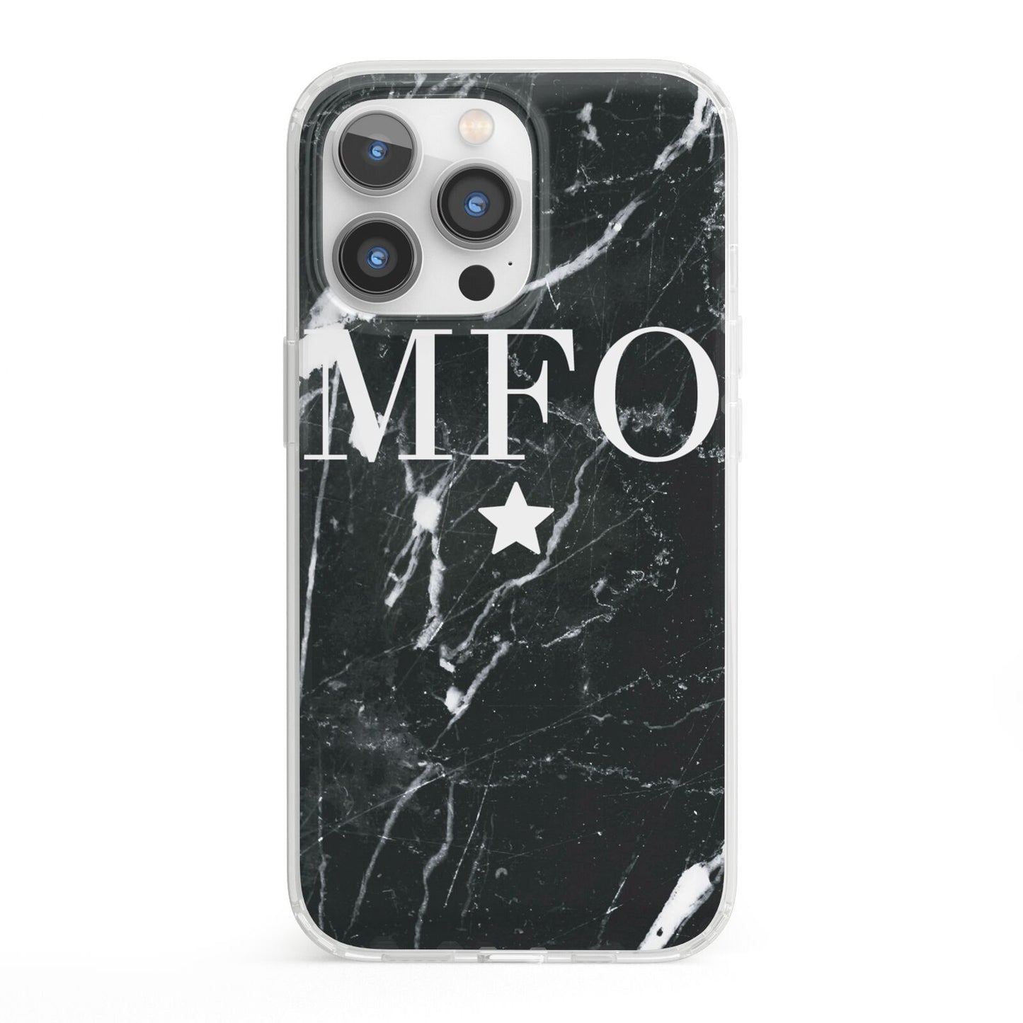 Marble Star Initials Personalised iPhone 13 Pro Clear Bumper Case