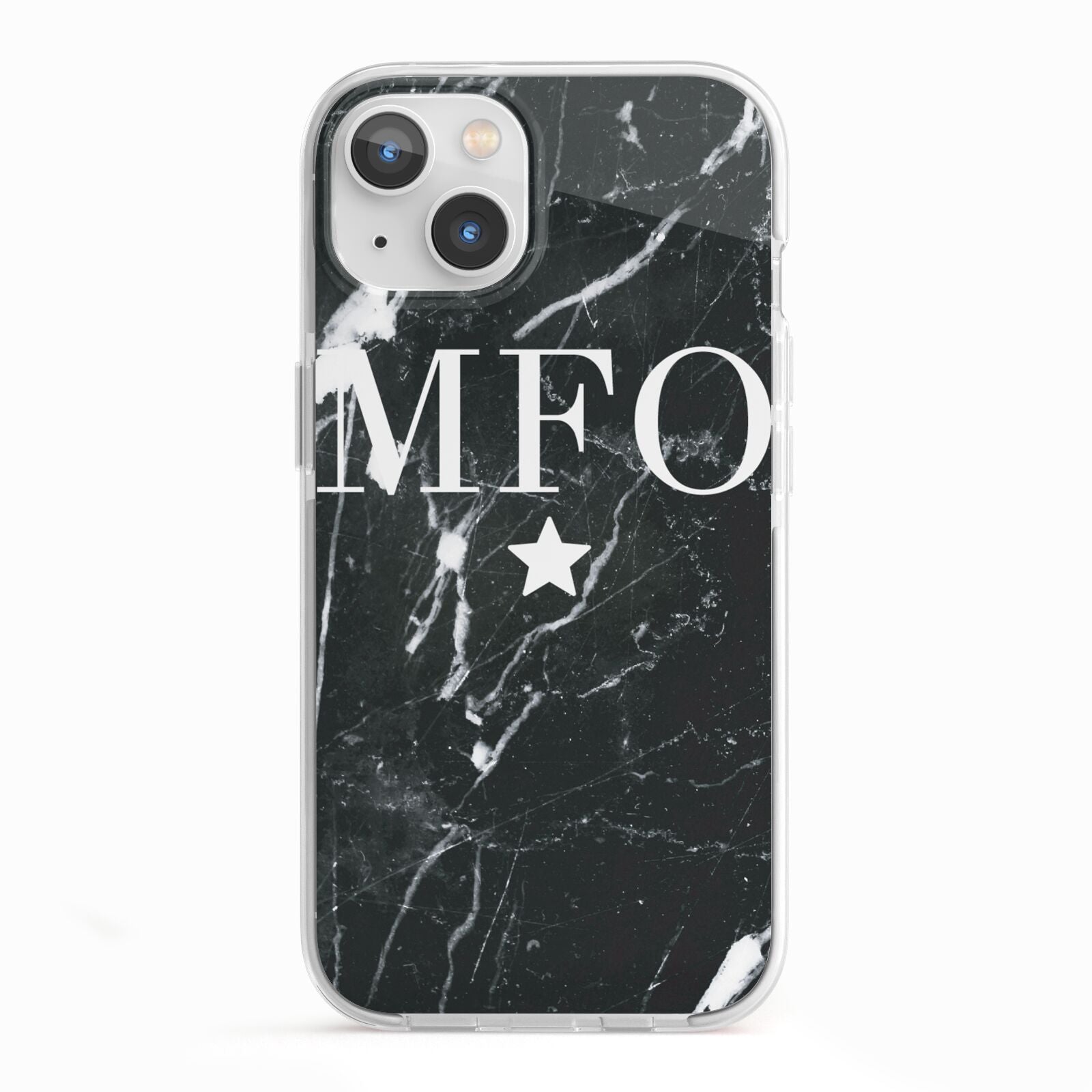 Marble Star Initials Personalised iPhone 13 TPU Impact Case with White Edges