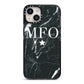 Marble Star Initials Personalised iPhone 14 Black Impact Case on Silver phone