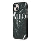 Marble Star Initials Personalised iPhone 14 Plus Black Impact Case Side Angle on Silver phone