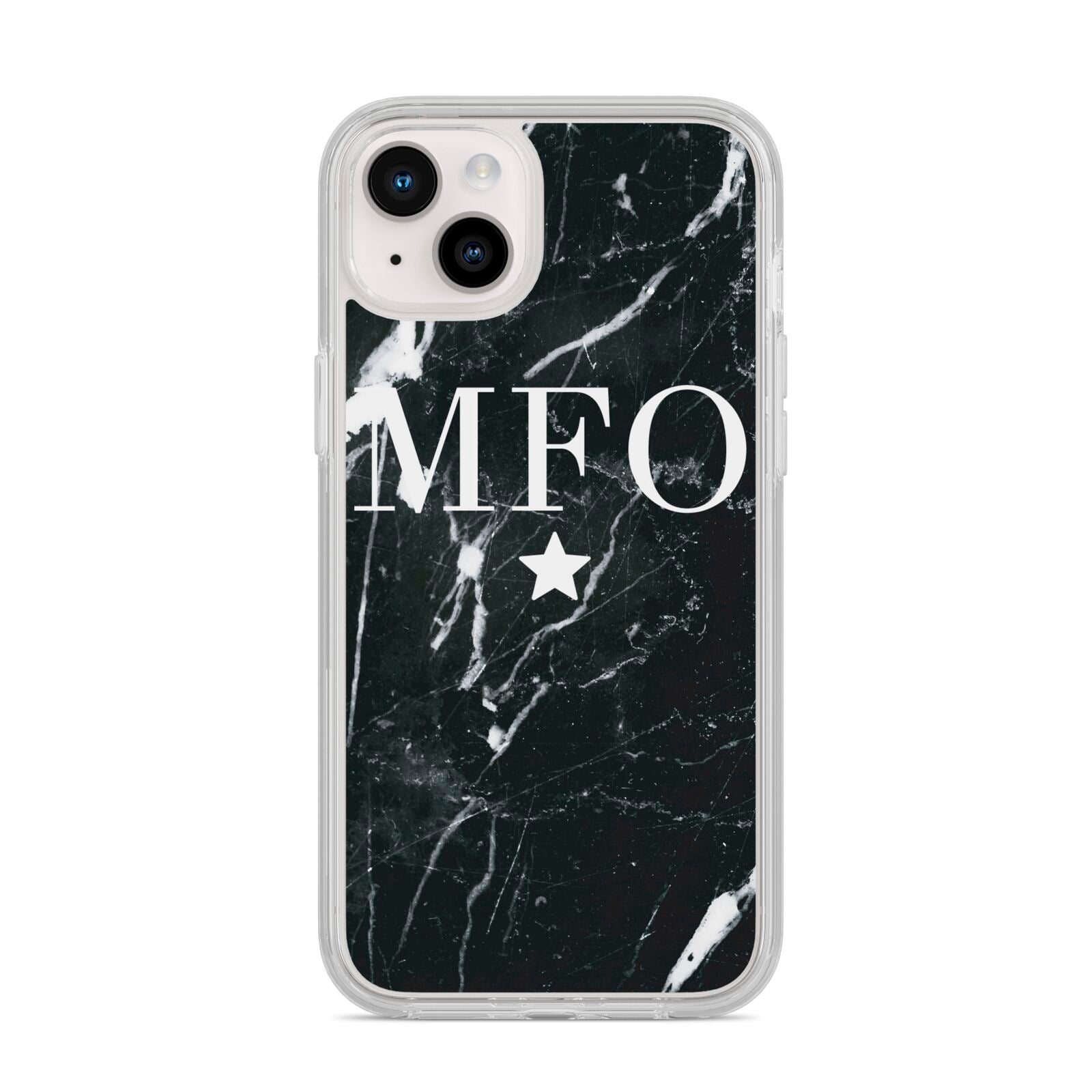 Marble Star Initials Personalised iPhone 14 Plus Clear Tough Case Starlight