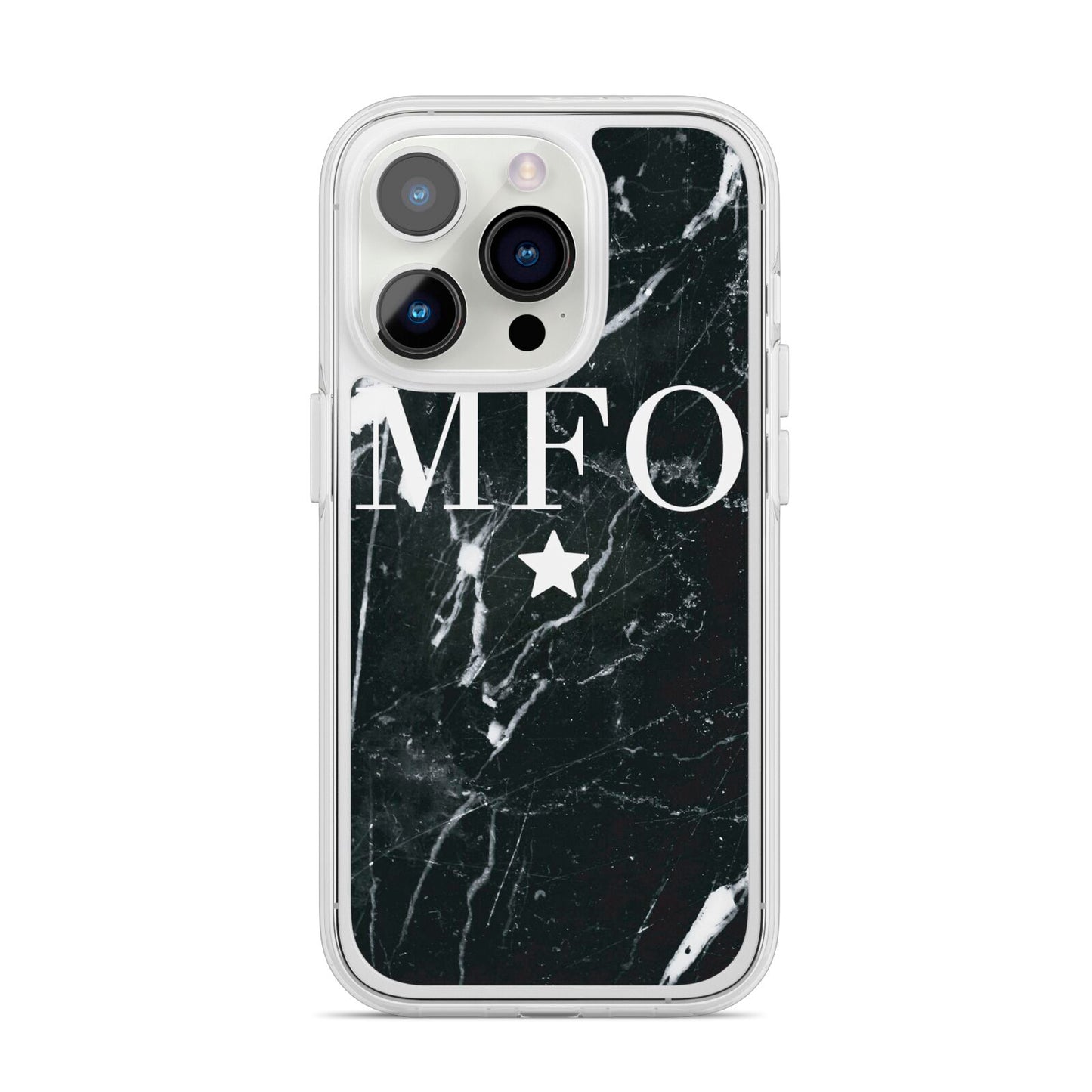 Marble Star Initials Personalised iPhone 14 Pro Clear Tough Case Silver