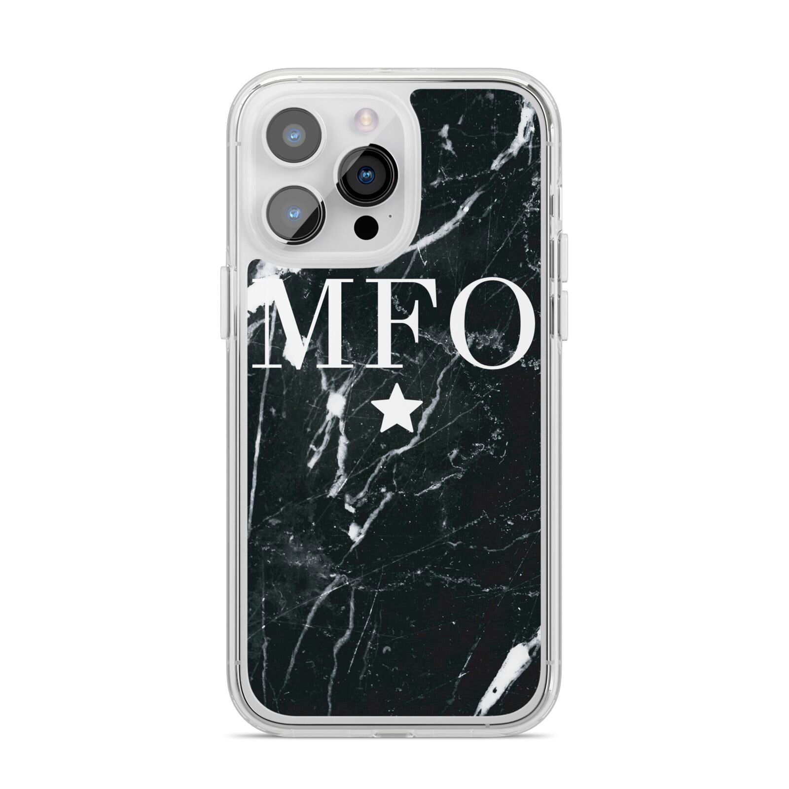Marble Star Initials Personalised iPhone 14 Pro Max Clear Tough Case Silver