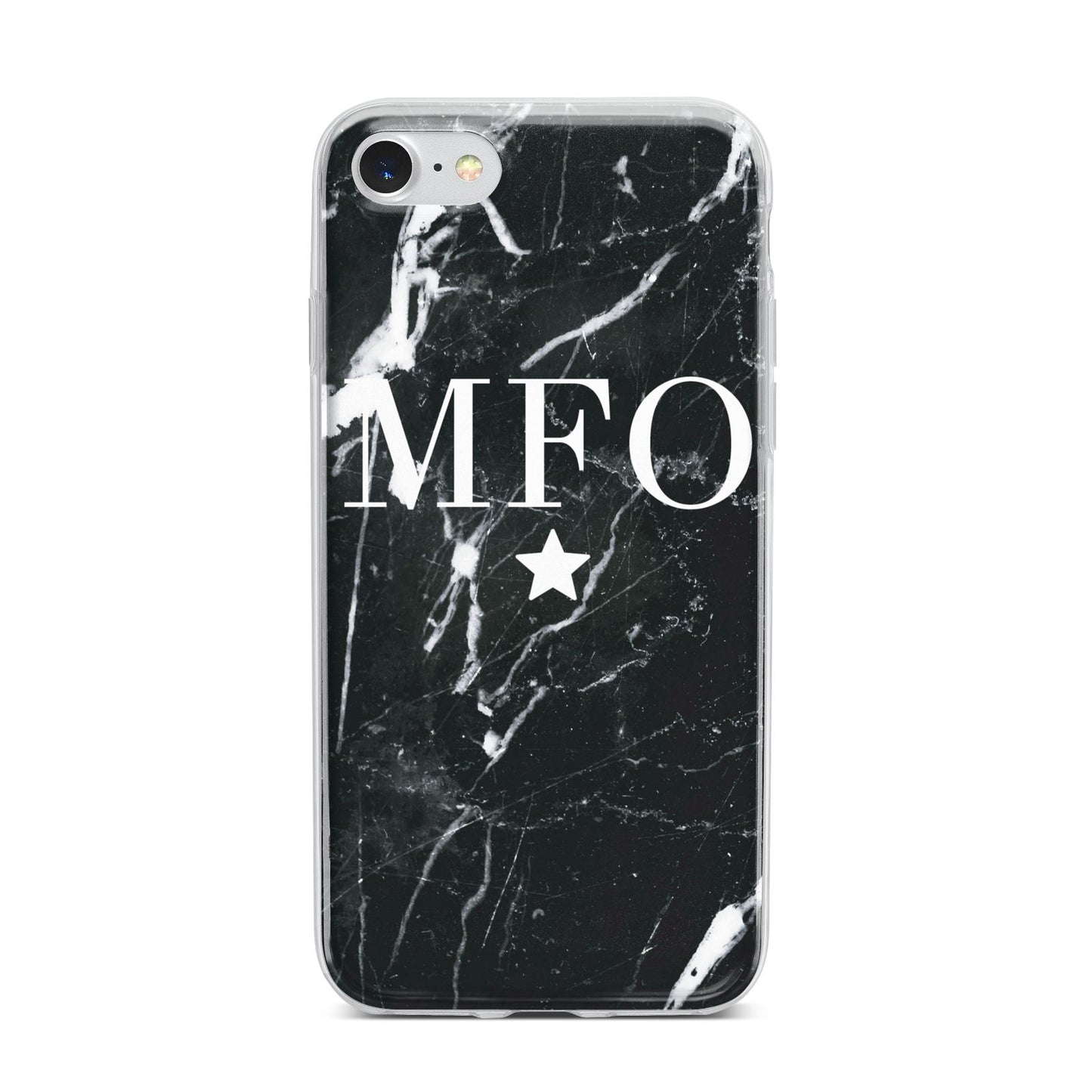 Marble Star Initials Personalised iPhone 7 Bumper Case on Silver iPhone