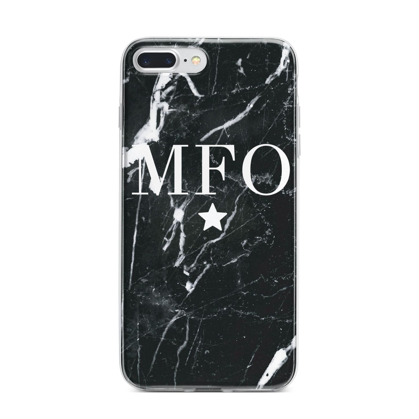 Marble Star Initials Personalised iPhone 7 Plus Bumper Case on Silver iPhone