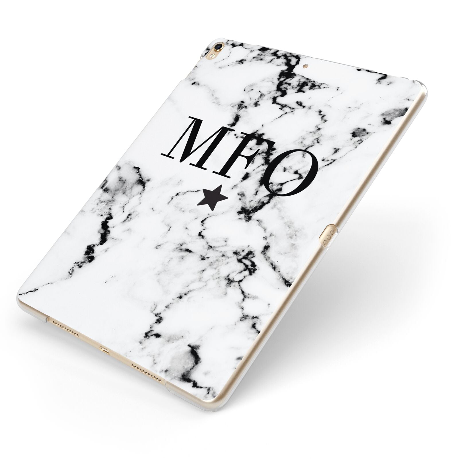 Marble Star Personalised Initials Apple iPad Case on Gold iPad Side View