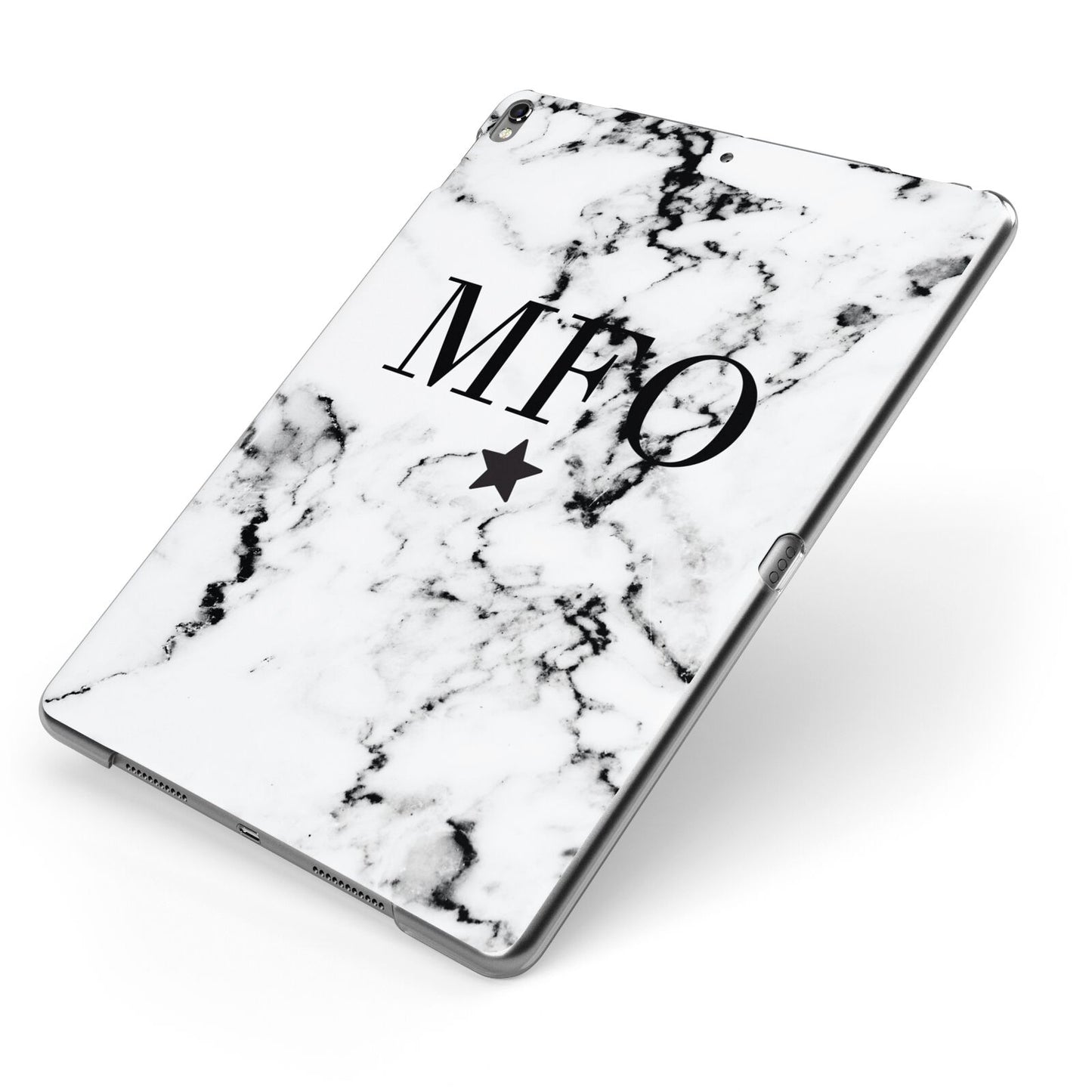 Marble Star Personalised Initials Apple iPad Case on Grey iPad Side View