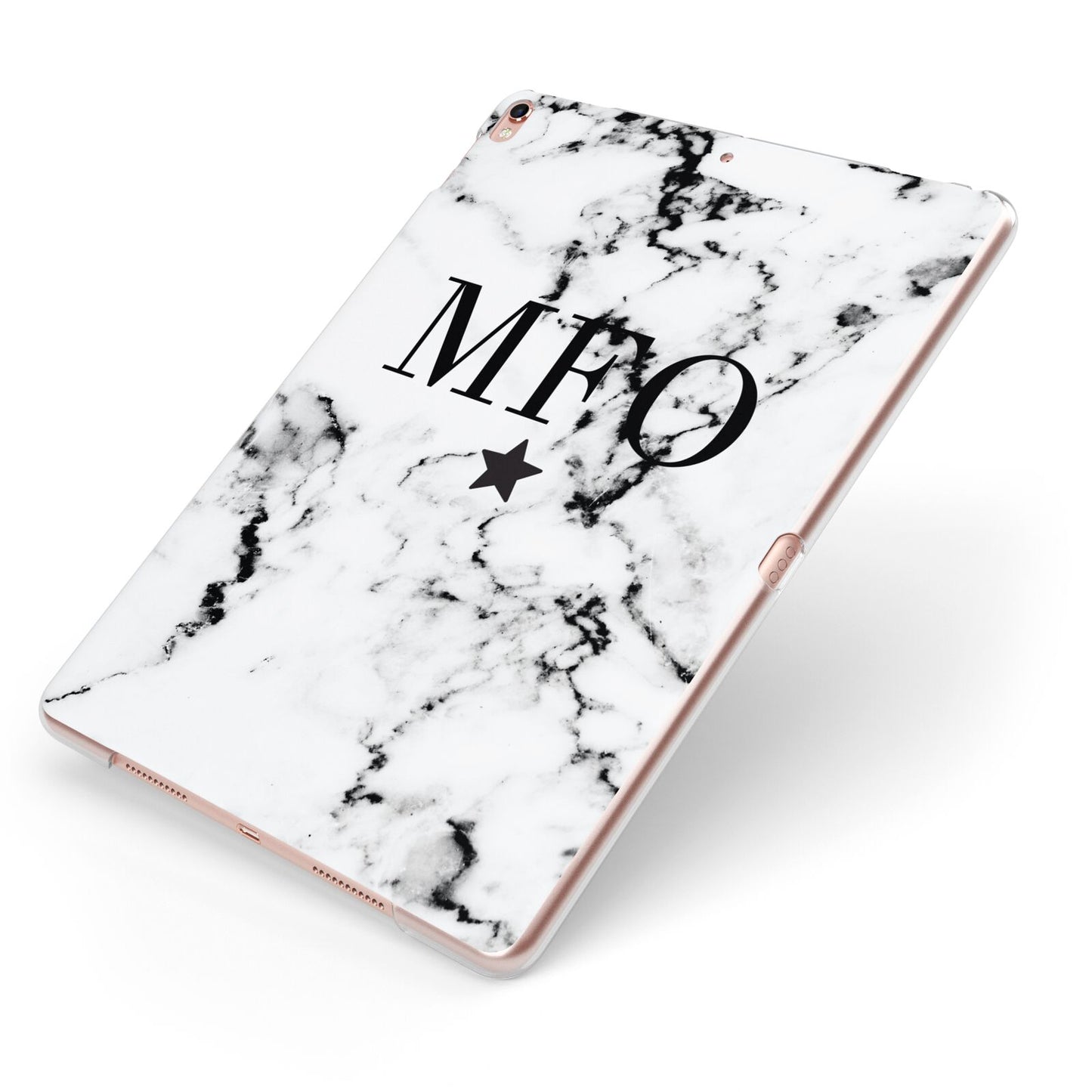 Marble Star Personalised Initials Apple iPad Case on Rose Gold iPad Side View