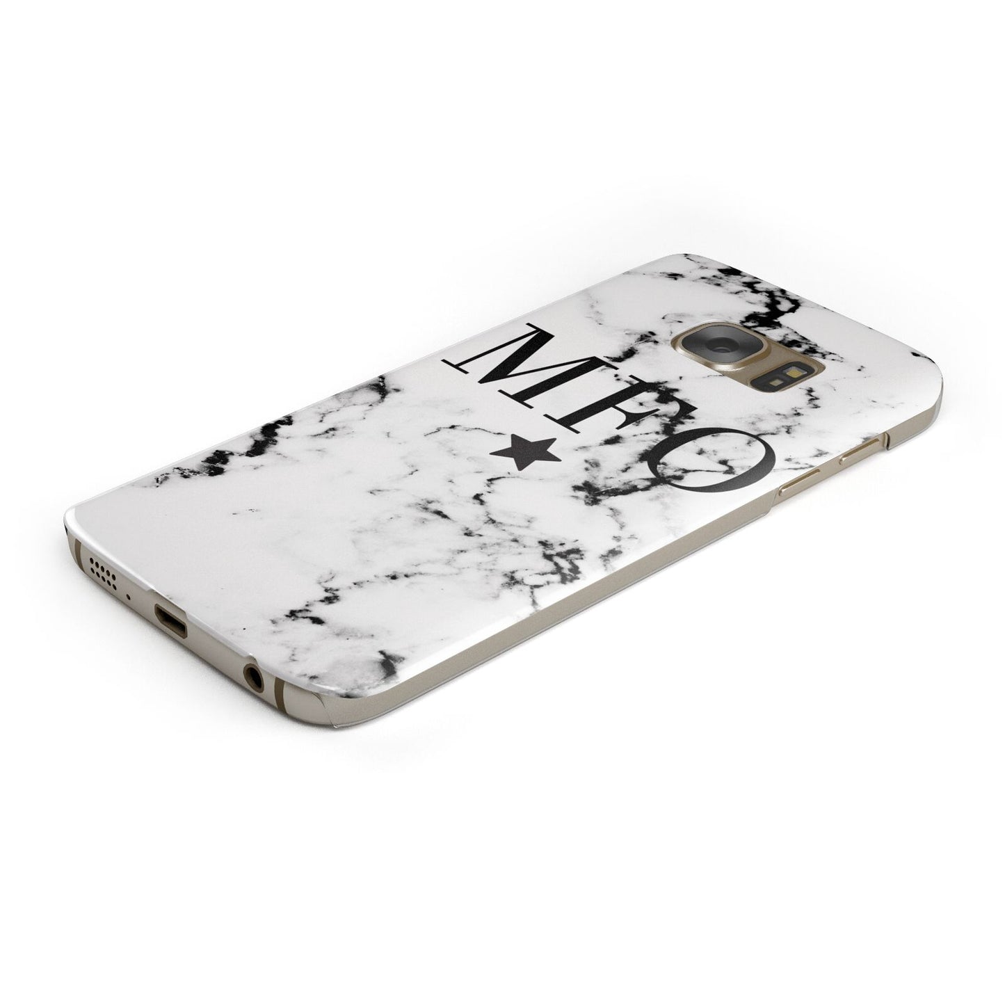 Marble Star Personalised Initials Protective Samsung Galaxy Case Angled Image