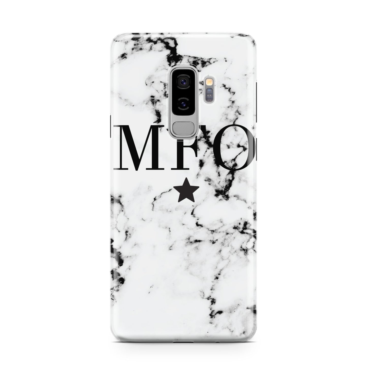 Marble Star Personalised Initials Samsung Galaxy S9 Plus Case on Silver phone