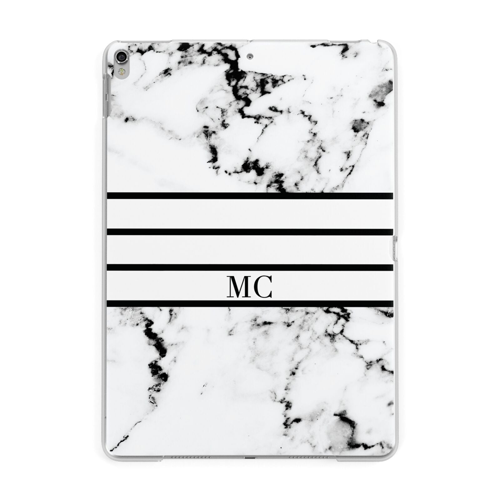 Marble Stripes Initials Personalised Apple iPad Silver Case