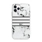 Marble Stripes Initials Personalised Apple iPhone 11 Pro in Silver with Bumper Case