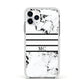 Marble Stripes Initials Personalised Apple iPhone 11 Pro in Silver with White Impact Case