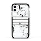 Marble Stripes Initials Personalised Apple iPhone 11 in White with Black Impact Case