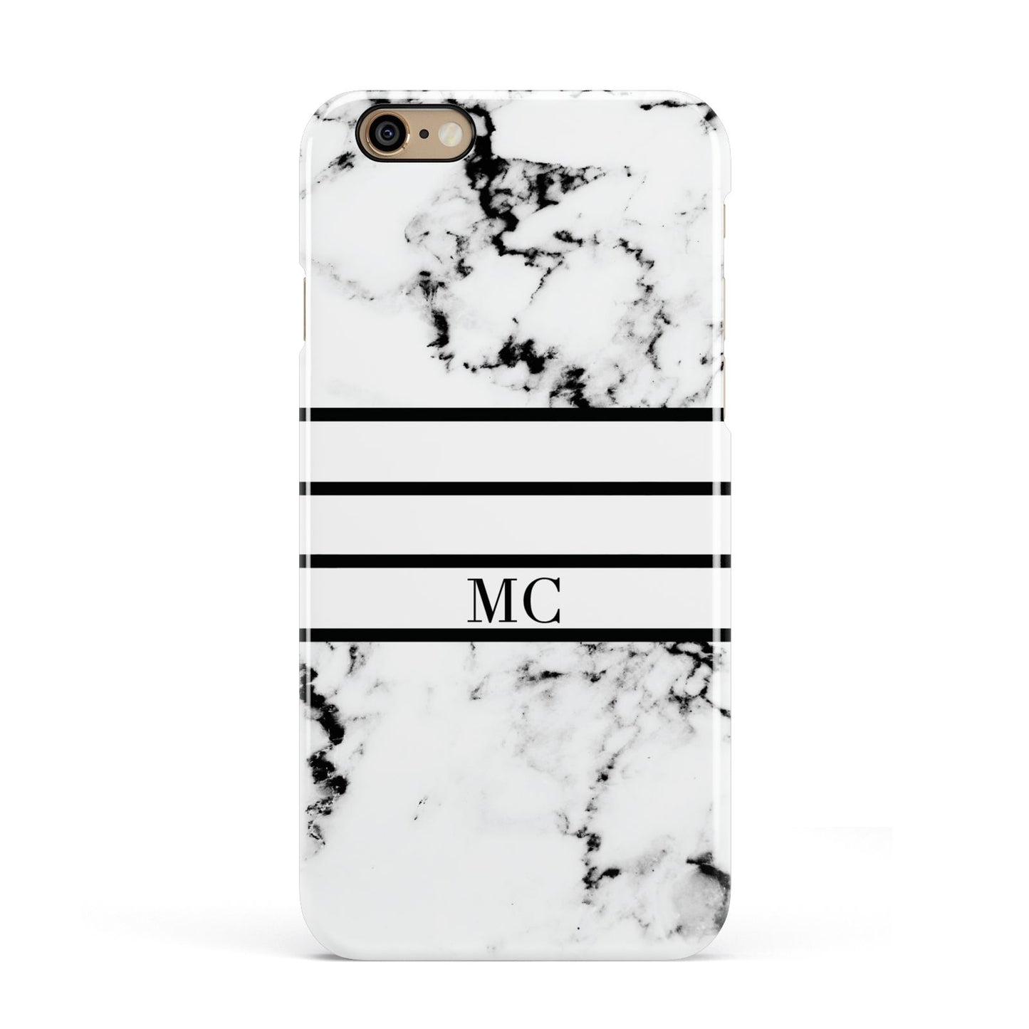 Marble Stripes Initials Personalised Apple iPhone 6 3D Snap Case