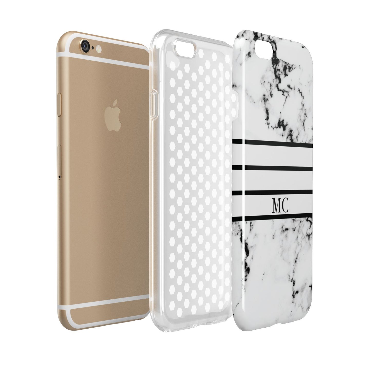 Marble Stripes Initials Personalised Apple iPhone 6 3D Tough Case Expanded view