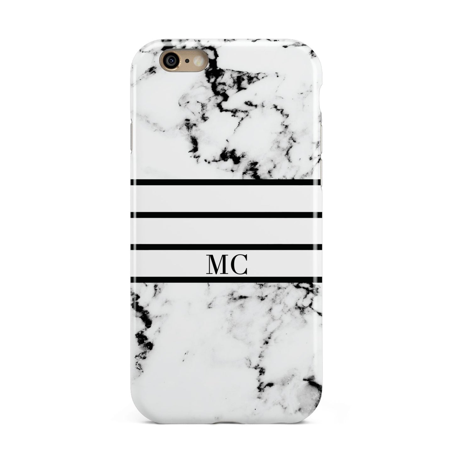 Marble Stripes Initials Personalised Apple iPhone 6 3D Tough Case