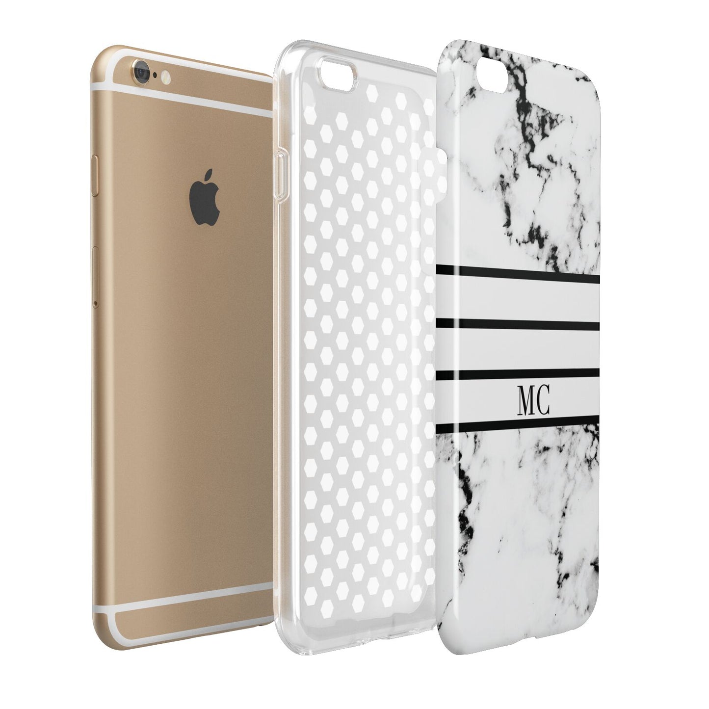 Marble Stripes Initials Personalised Apple iPhone 6 Plus 3D Tough Case Expand Detail Image