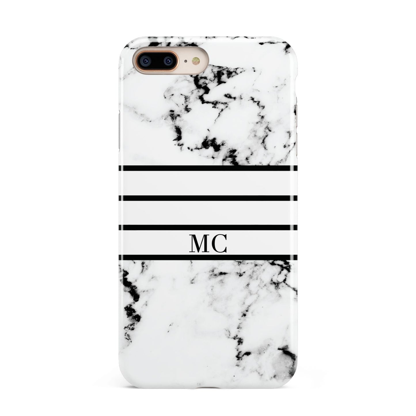Marble Stripes Initials Personalised Apple iPhone 7 8 Plus 3D Tough Case